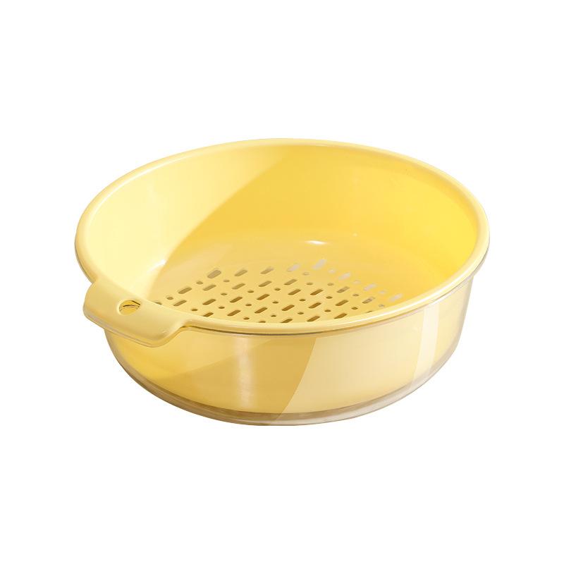 Household Transparent Vegetable Washing Basket Kitchen Draining Basket Double-layer Fruit Washing Basin Filter and Washing Basket