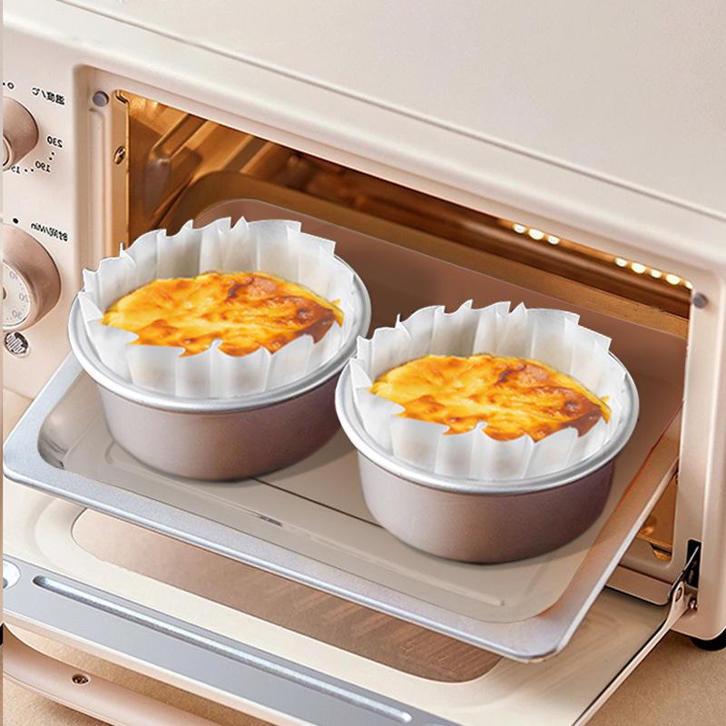 50Pcs/set Basque Oil Paper Tray Holder With Ruffled Edges 3.5/4/5/6/8Inch Non-stick Cheesecake Mousse Cake Wrappers