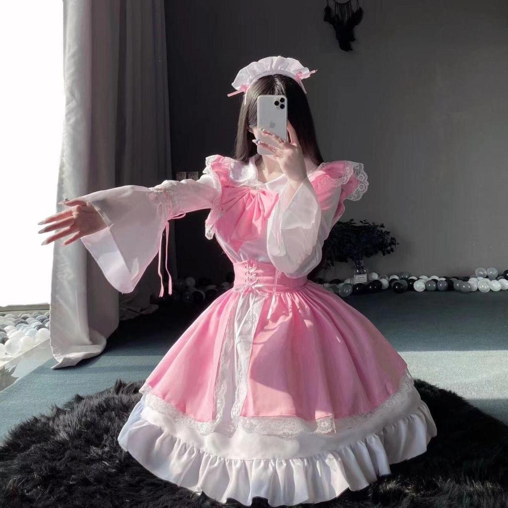 Carino Abito da Cameriera Quotidiana - Set Vestito Lolita Giapponese per Donne