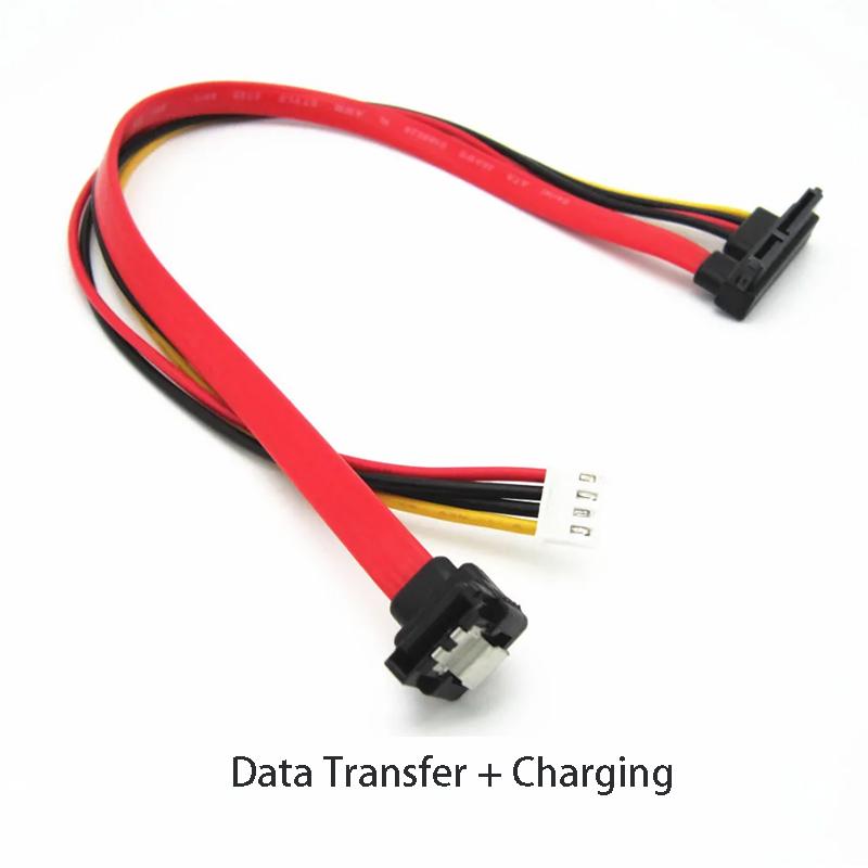 SATA 7+15 to 4 Pin XH2.54+ SATA Cable for Hard Disk Data Transfer/Charging Line Cord Plug Optical Drive 90 Degree Angle IDE Wire