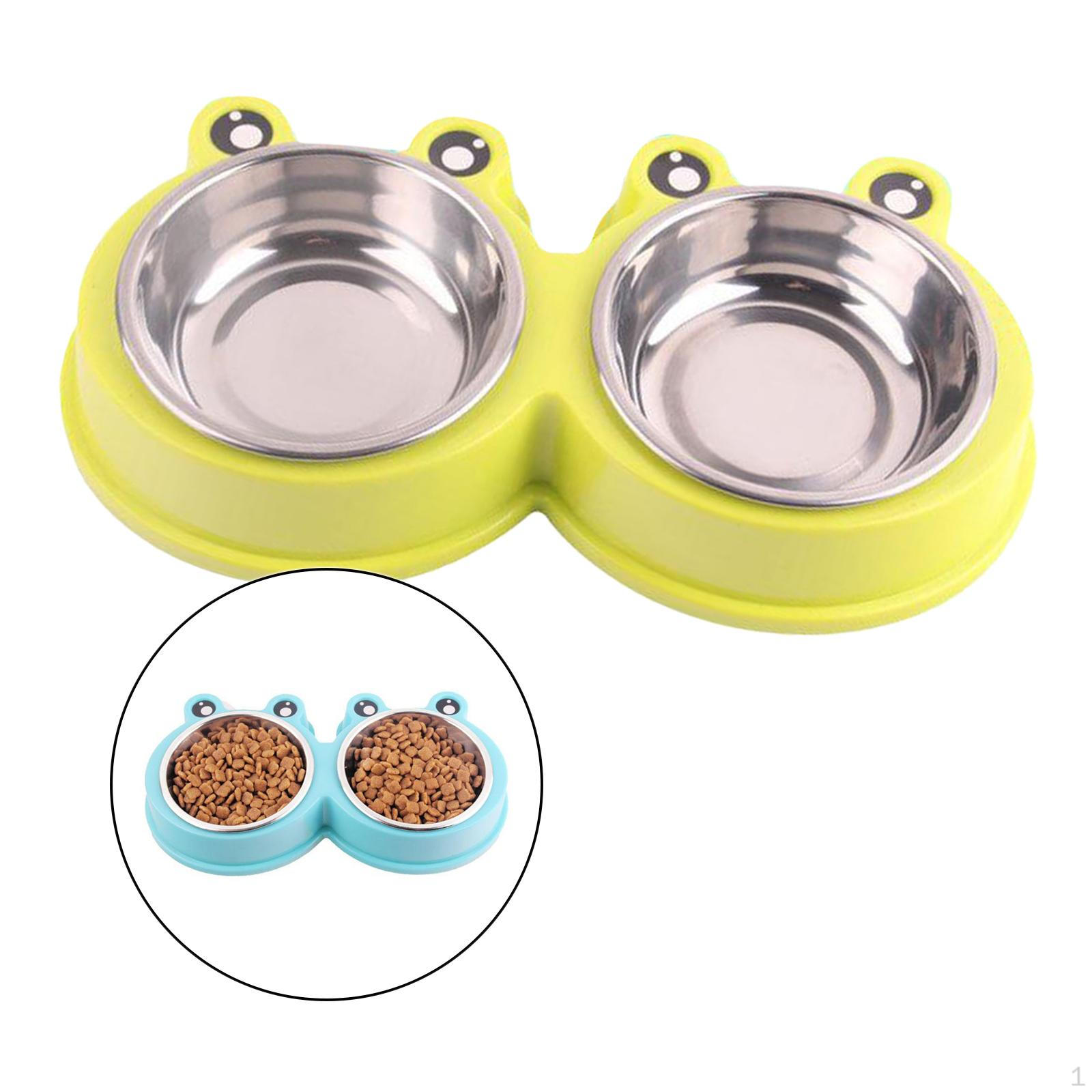 

Bowls Pet Feeder 2 Stainless Steel Bowls, for Small Dogs and All Cats зелений