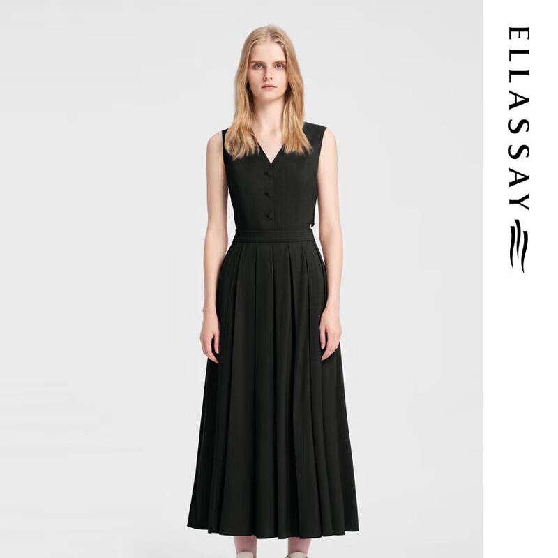

ELLASSAY Maillard Hollow Pleated V-Neck Dress S