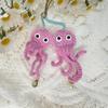 1pcCute Octopus Car Hanging Decoration Handwoven2Pink Octopus Diamond Pearl Pendant Bag Charm Car Rearview Mirror Hanging Decora