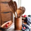 1PC Thailand Teak Natural Wood Tableware Spoon Ladle Turner Long Rice Colander Soup Skimmer Cooking Spoons Scoop Kitchen Tool