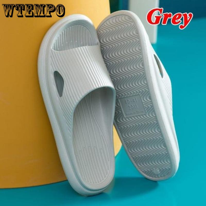 

Модные супер мягкие домашние тапочки для пар, домашние нескользящие сандалии, летние нескользящие тапочки для душа на толстой подошве для ванной и душа для женщин и мужчин 44-45 серый
