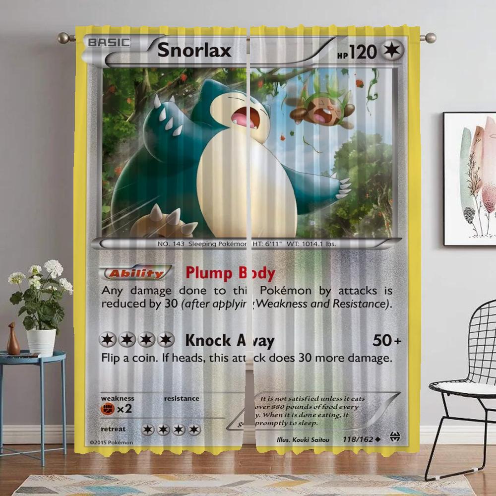 Pikachus Curtains for Living Room Curtain Kitchen Curtains 2 Pieces Halloween Decoration Shades Tulle for Bedroom Partition Home