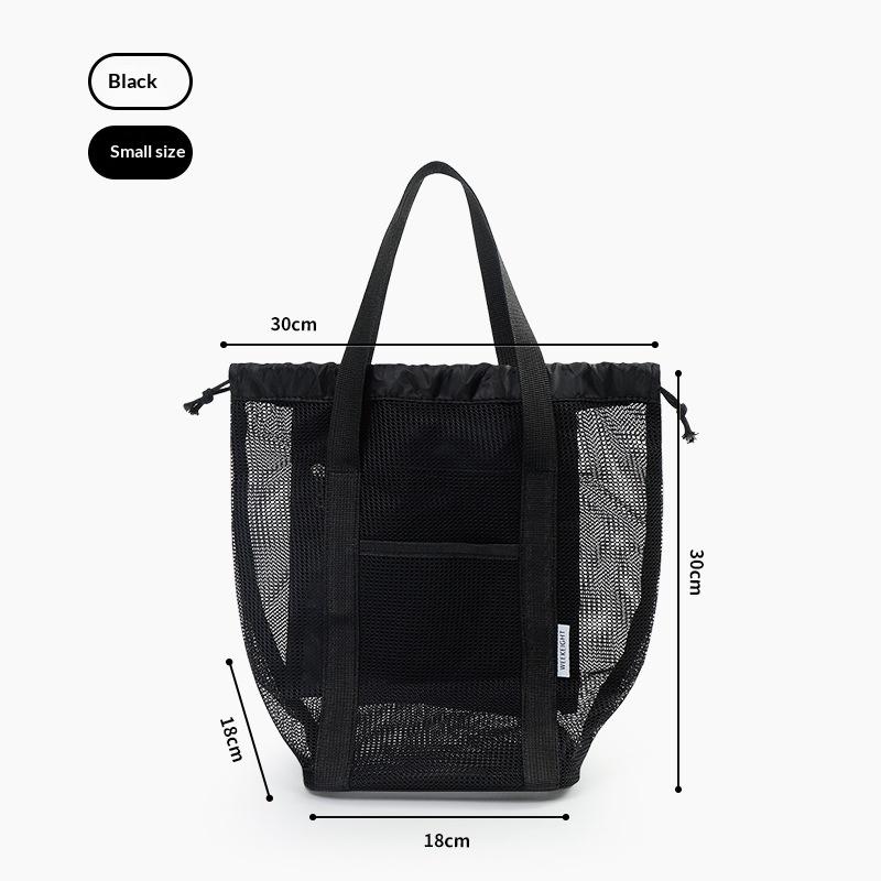 

1Pcs Children S Mesh Wash Tote Bag Large Capacity Summer Beach Bag Drainage Cosmetic Storage Bathing Bag Toiletry Makeup Bag Black S