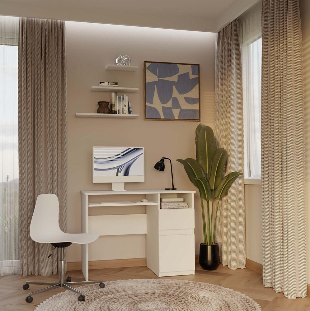 Porto Computer Desk Right White Drawer Cabinet Shelf For Home Office