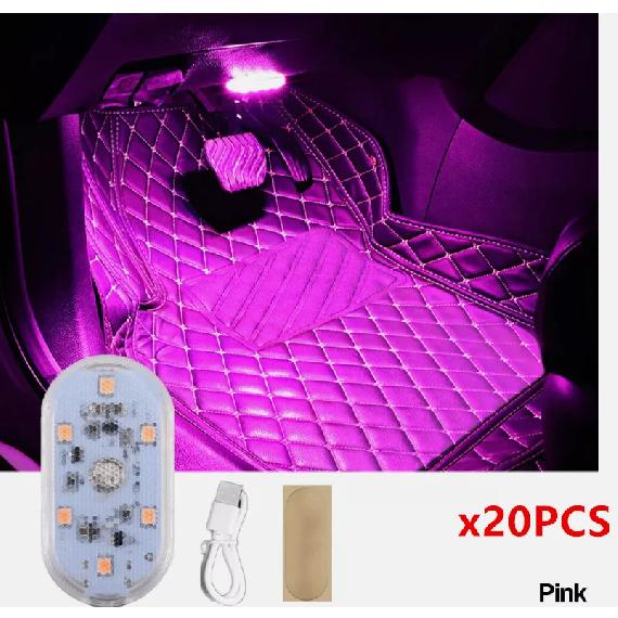 

20PCS Car Interior Night Light Magnetic LED Touch Lights Car Roof Reading Ambient Touch Sensor Ceiling Lamp Auto Door Lighting 20PCS Pink