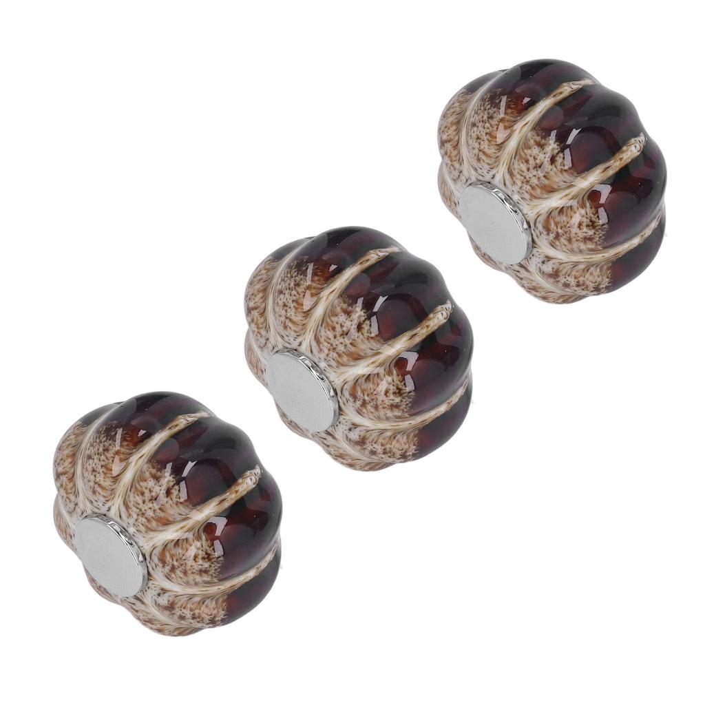 3 Pcs Classical Ceramic Pumpkin Door Pull Handle Knobs For Kitchen Cabinet Drawer Cupboard Silver