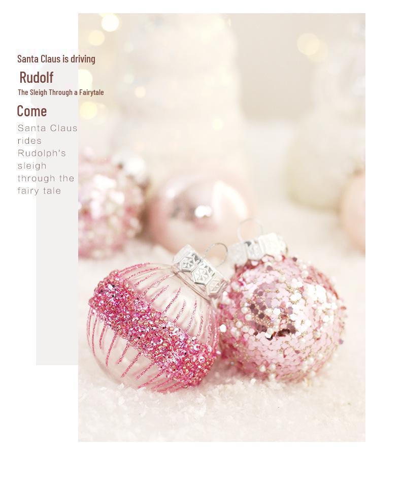 Pink Transparent Hollow Christmas Tree Ornament - PET Round Decorative Ball