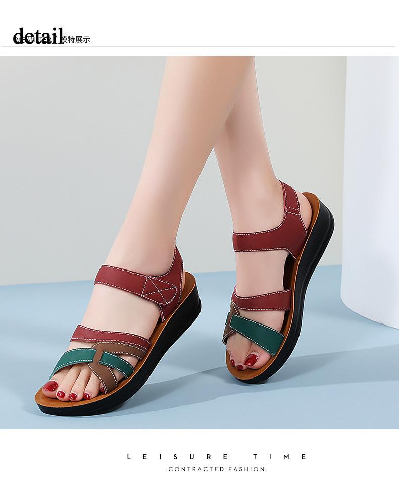 Damen Sommer Festlich Niedrige Keilabsatz Sandalen Komfort zum Hineinschlüpfen Lässige Flache Sandalen Gehen Urlaub Fußgewölbestütze Offene Zehen Plattform Strand Sandalen für Damen