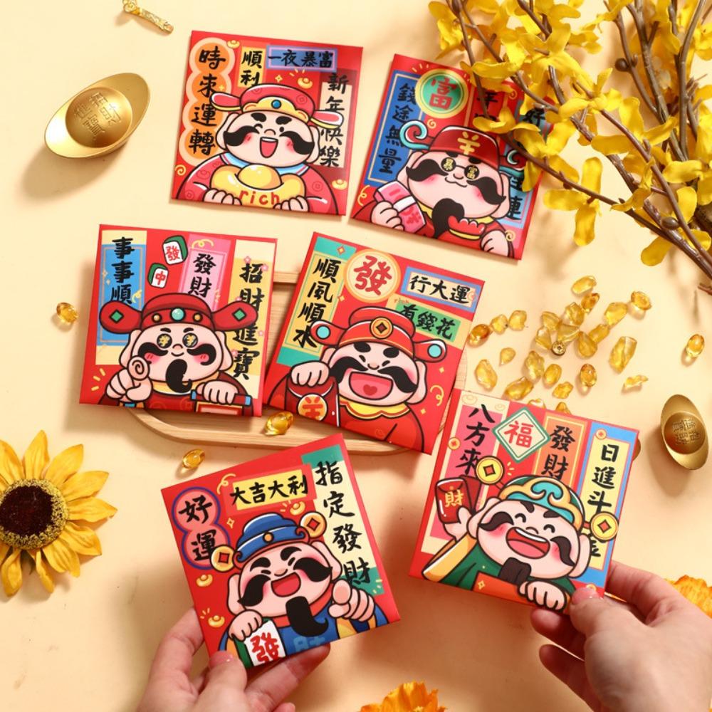 6Pcs Cartoon Chinese Snake Year Red Envelope New Year Money Envelope  Spring Festival