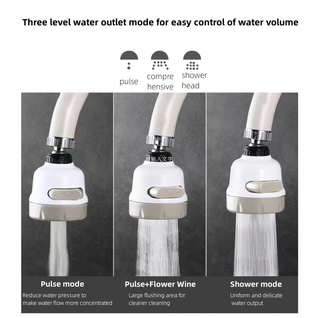 360-degree Rotatable Kitchen Faucet Nozzle with 3 Adjustable Spray Modes - Water-saving Faucet Suitable for Household Use Universal Faucet Nozzle