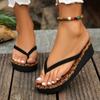 Summer Outwear Wedge Flip Flops With Pu Upper And Non Slip Rubber Sole For Women