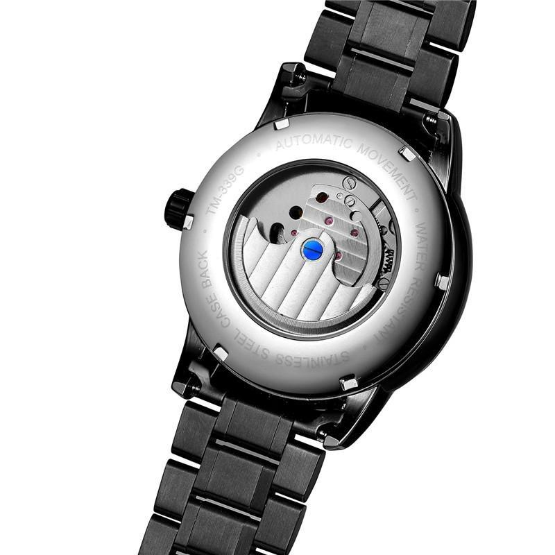 FORSINING Men's Moon Phase Tourbillon Watch Luxury Self-wind Mechanical Automatic Waterproof Retro Watches Stainless Steel Band Wristwatch