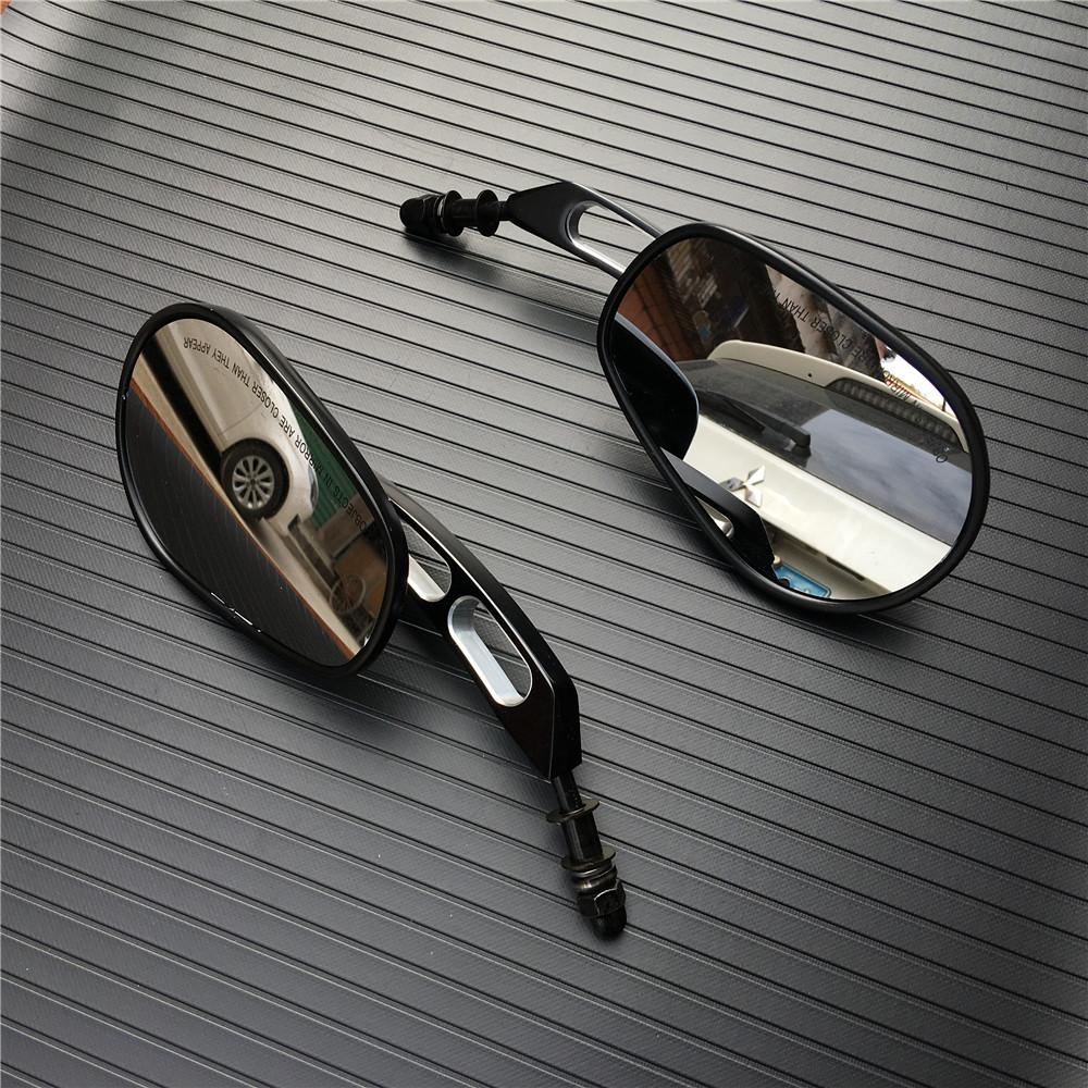 8mm Black/Chrome Motorcycle Mirror Short Stem 3"Round Rearview Mirror For Harley Dyna Bobber Chopper Old School 1982-2018 Up