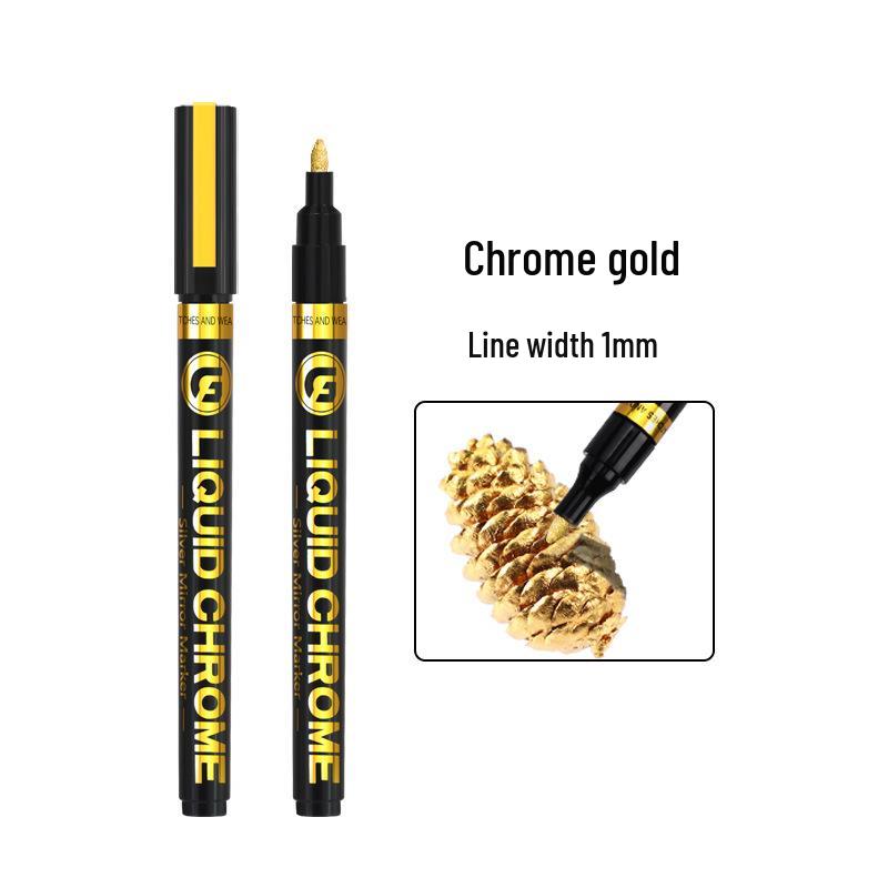Wide Collection 843 Chrome Reflective Pen: Silver Plated Marker for DIY & Gundam Models.