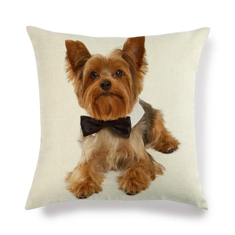 45cm*45cm Yorkshire dog  linen throw pillow covers couch cushion cover home decorative pillow covers