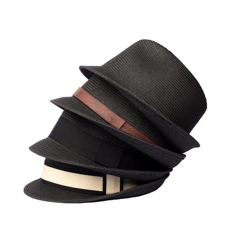 New Summer Big Size 61Cm Jazz Straw Hat For Man Retro British Curled Edge Design Sun Hat Outdoors Uv Upf 50+ Sunscreen Beach Hat