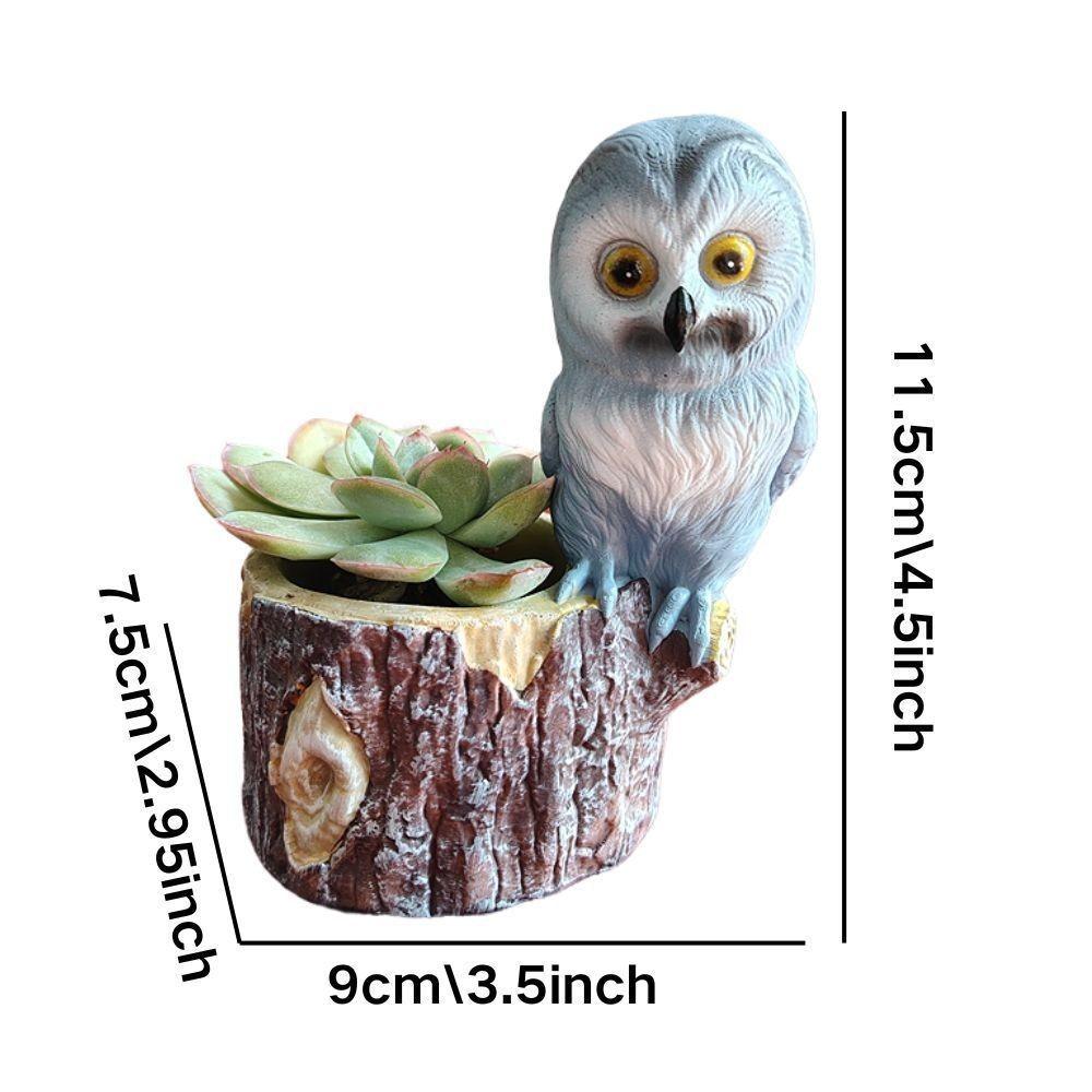

Playful Owl Planter Decorative Resin Flower Holder For Modern Home And Garden Decor