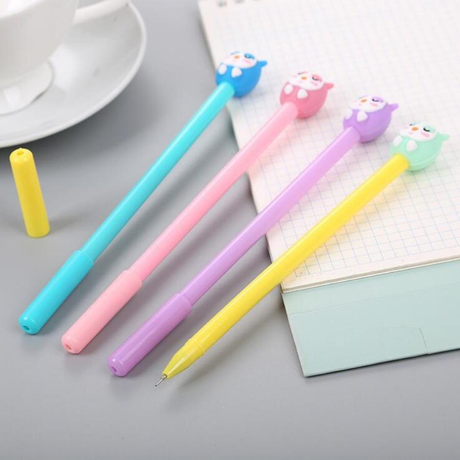 Stilou neutru în formă de bufniță, papetărie cu desene animate, 10 buc, 0,5 mm, stilou creativ drăguț pentru studenți, rechizite de birou, stilou de semnătură, 10 buc