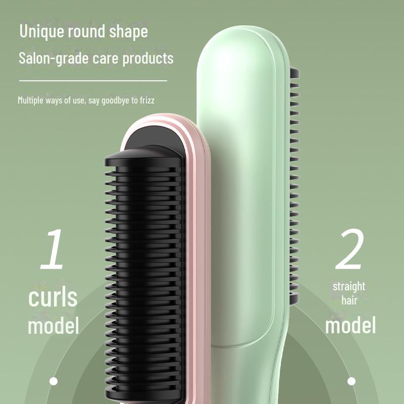 Dual-Purpose Negative Ion Hair Comb and Curler - Lazy Straight Hair and Curling Iron