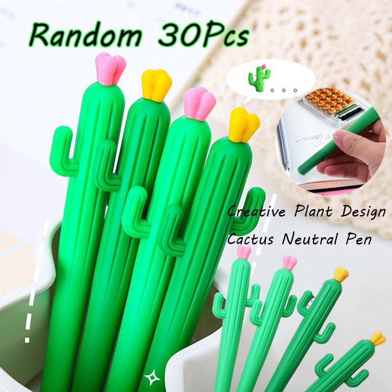 

2Pcs Creative Fresh Cactus Neutral Pen 0.5mm Plant Shaped Signature Pens Student Stationery Cute Office School Supplies Random style 2Pcs