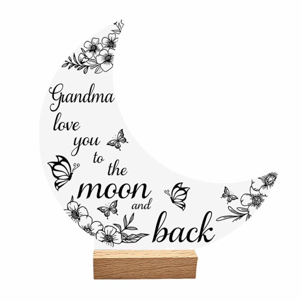 with Wood Base 3D Moon Decorative Ornaments Mother's Day Decorative Figurine  Home Decoration
