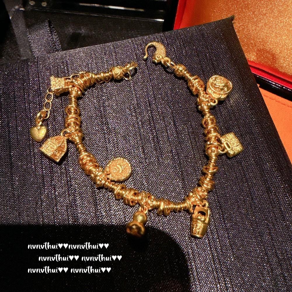 Ancient Gold, Hammered Star Vajra Pestle Bracelet, New Chinese Style, Lotus Root Lotus Blessing Bead Bracelet, Combination