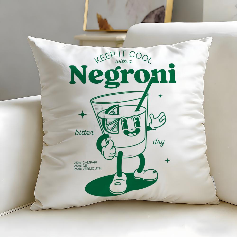 beverage theme Negroni Cocktail Cushion Cover Soft  EasyWash Pillow Case  Versatile for Couch Bed Travel and Office 30X30cm