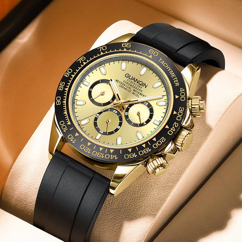 Orologio Automatico Da Uomo Elegante, Meccanico Con Data, Cassa Metallica 45mm, Cinturino In Pelle, Impermeabile