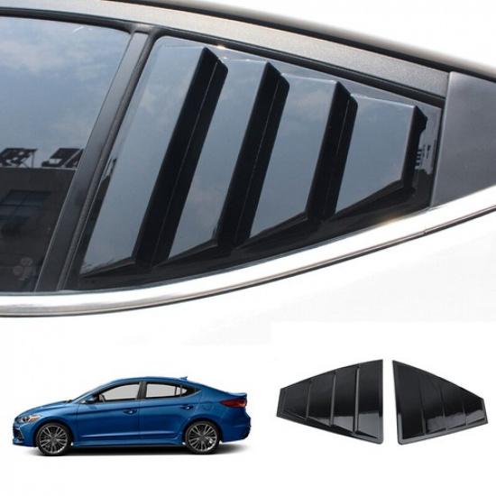 For Hyundai Elantra 2017-2020 Glossy Black Rear Side Window Vent Shutter Trim