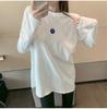 Women's Winter Velvet Layered Embroidered White Top - Korean Style Loose Fit