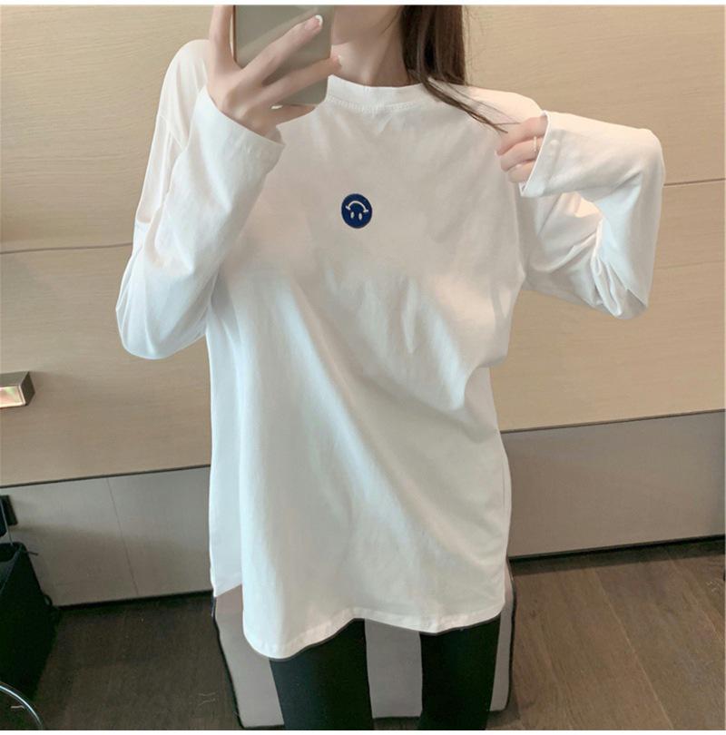 Women's Winter Velvet Layered Embroidered White Top - Korean Style Loose Fit
