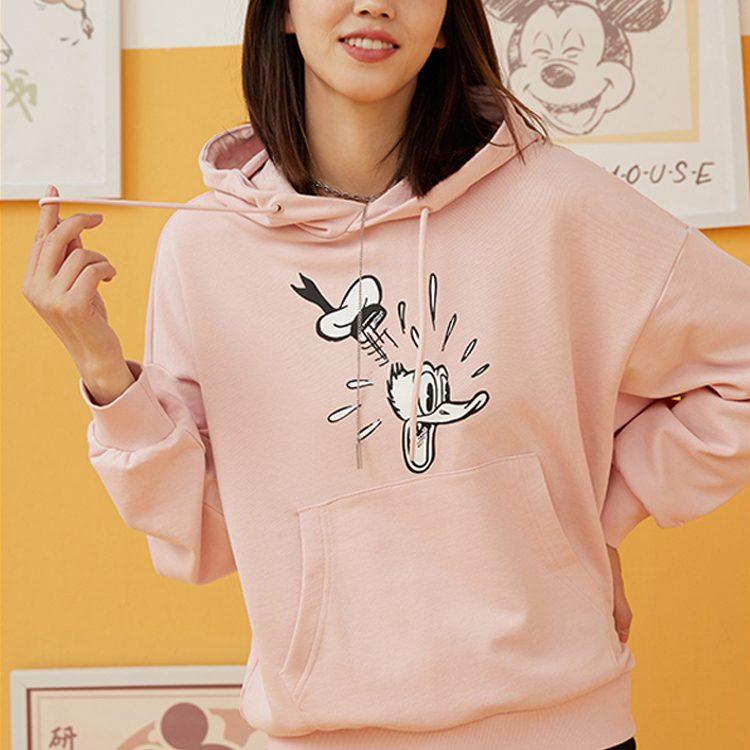 Li Ning X Disney Sweatshirts Women's Light Water Pink Hooded Moderate Regular AWDR492-4