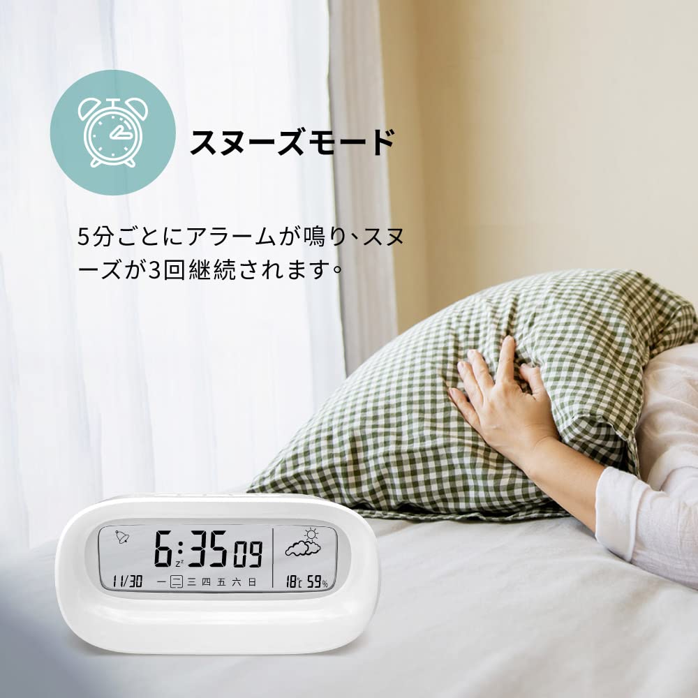 Multifunctional Transparent Digital LED Desk Clock with ThermometerHygrometer, Snooze Function, Stylish, Large Screen, Easy to Read