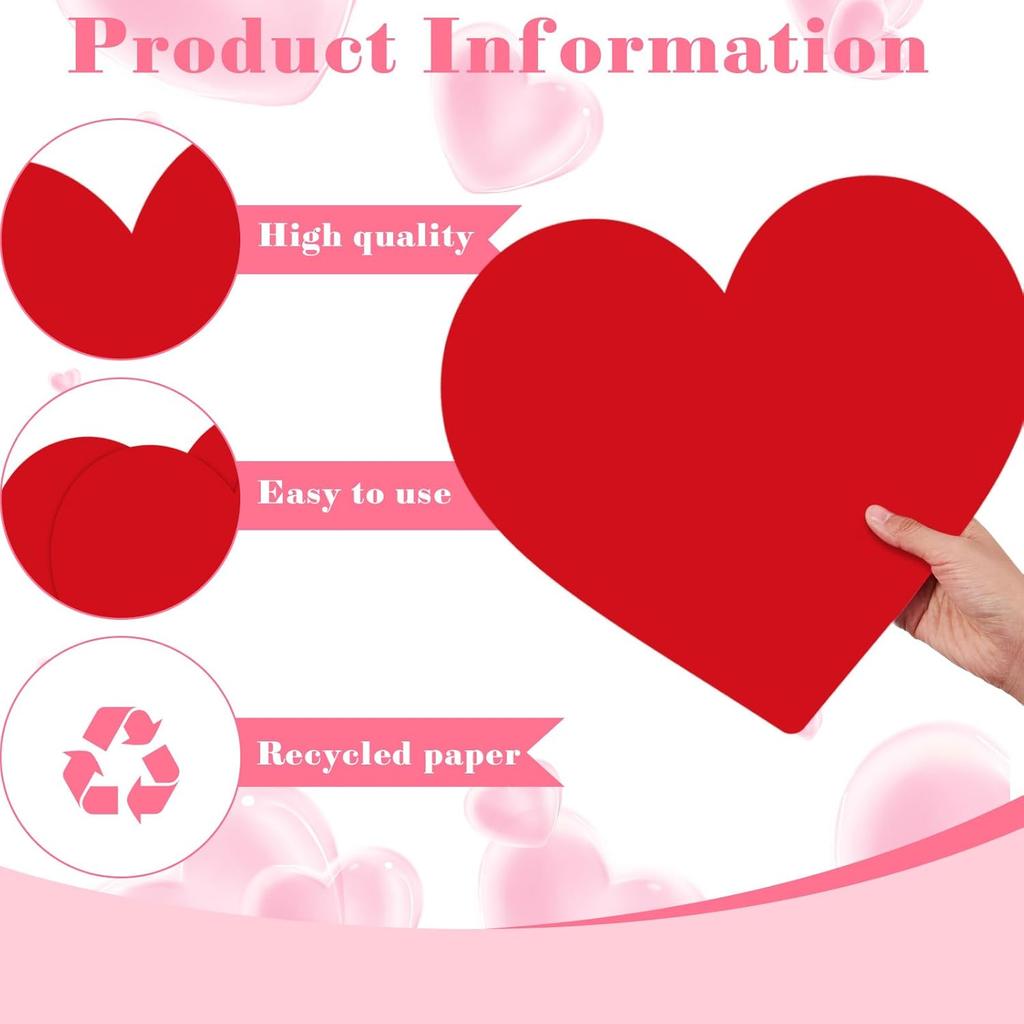 Harloon 100 Pcs Valentine's Day Paper Placemat Bulk 13.4”x 11.8” Disposable Cute Heart Shaped Dining Table Mats for Valentine's Day Kitchen