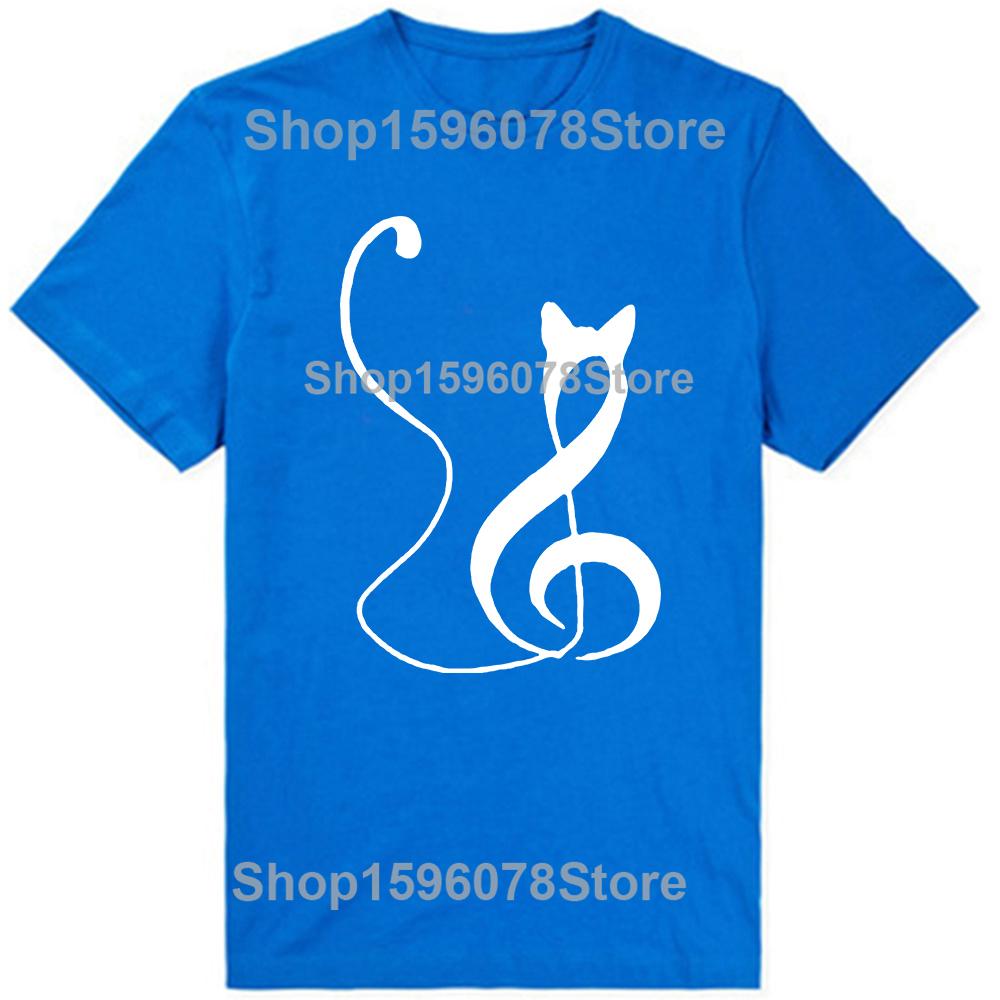 Funny Music Note Cat Lover Graphic 100 Cotton Tshirts Men Womens Fashion Casual Tshirt Loose Oversized Streetwear T Shirt