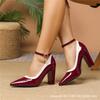 Sharp pointed, thick heel, color blocked, light mouthed work high heels