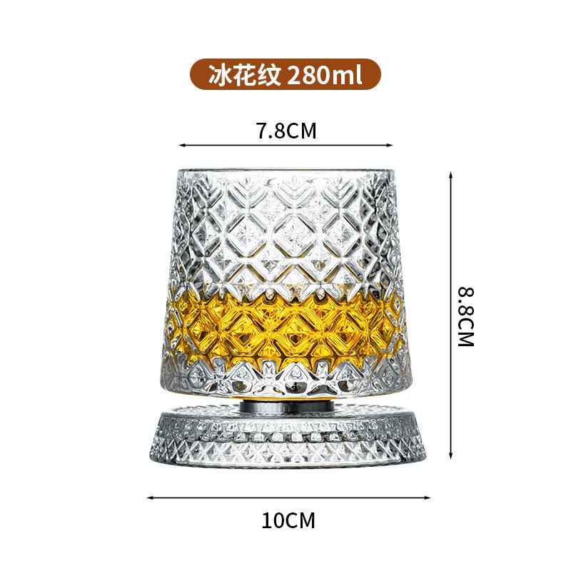 Crystal Rotating Whisky Tumblers Cocktail Whiskey Glasses Bar Drinkware for Bourbon & Scoth & Vodka, Whiskey Drinks Etc