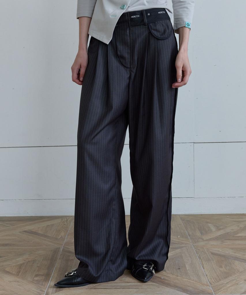 HERETIC Inside-Out Stripe Pants / Charcoal