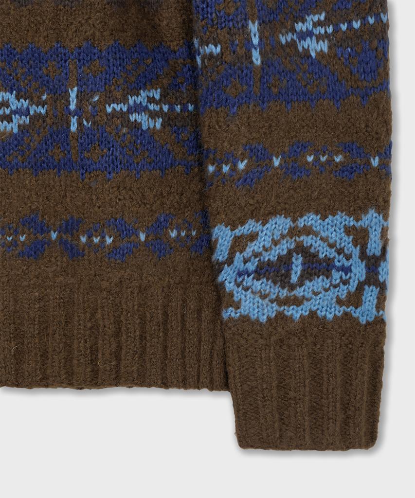 AMFEAST Grandma Fair Isle Sweater Brown