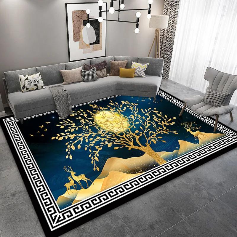Peacock 3D Printing Carpet Living Room Coffee Table Floor Mat Bedroom Bedside Mats Corridor Anti-slip Decorative Rug Floor Mat