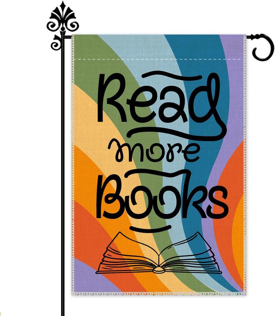 Hafhue Read more Books Garden ag, 12 x 18 Inch Double Sided Farmhouse Holiday Yard Garden Lawn Decoration ag, Colourful