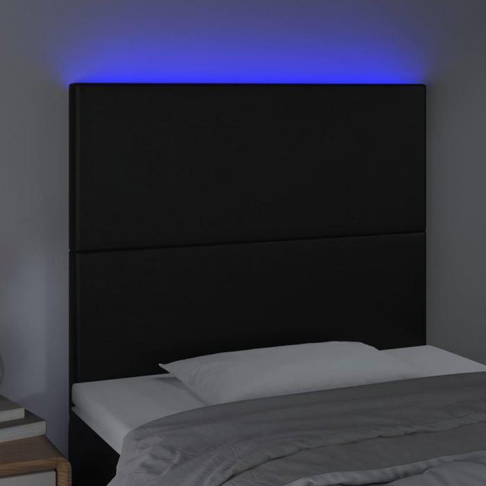 Tête de lit - MAISON EXCLUSIVE - Similicuir 80x5x118/128 cm - LED intégrée - Hauteur réglable - Noir