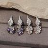 Silver Needle Conch Freshwater Pearl Amethyst Fringe Stud Earrings Seaside Vacation Style