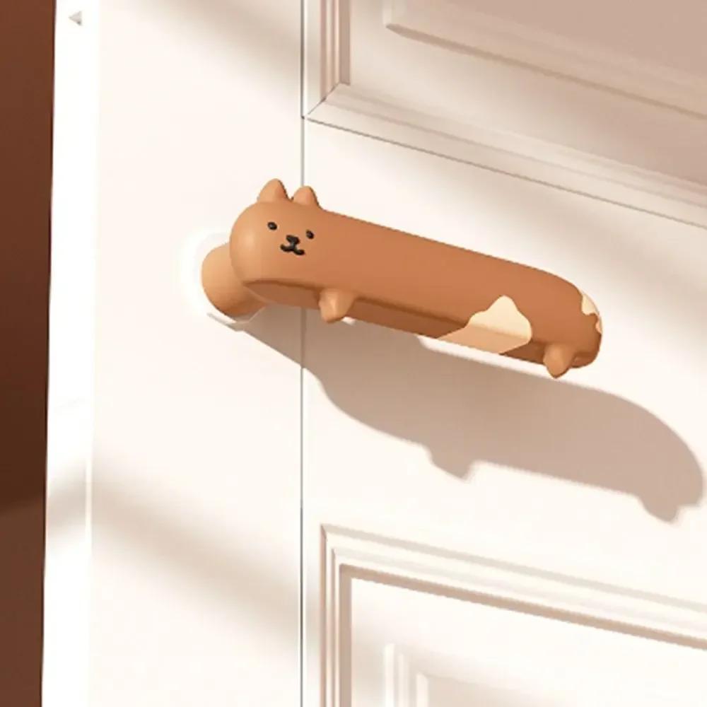 Cute Silicone Door Knob Cover Cat Shape Cold-proof Door Handle Cover Anti-collision Protective Pad Home