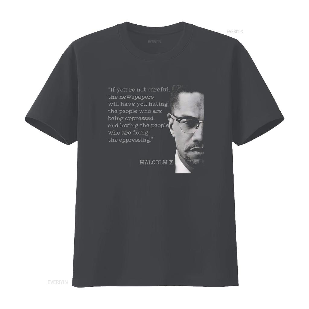 Malcolm X Quote T Shirt Propaganda Civil Rights Power Vintage Washed Stretched Slightly Stylish Fashion Streetwear Comfortable