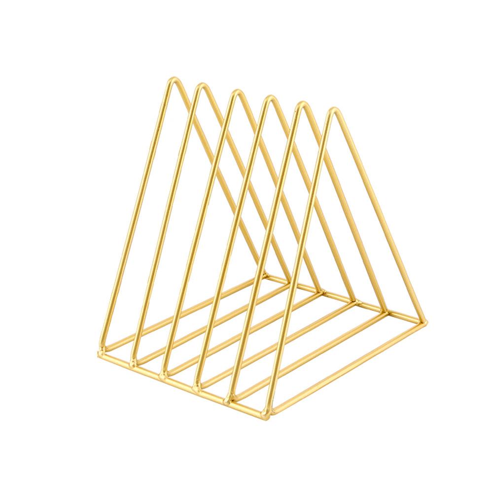 Bookshelf Rack Desktop Metal Book Block Office Newspapers Magazines Storage Scandinavian Decor  Holder Stand Golden Shelf